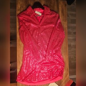 Sequin Pink Mini Dress